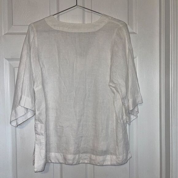 Roller Rabbit White Linen Top Sz S Gently Loved - Picture 6 of 6